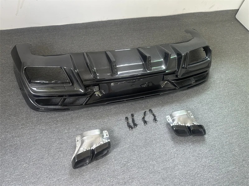Carbon Fiber Rear Lip Diffuser with Exhaust Tips Protector for GLE Class W292 GLE350 GLE63  Coupe 2016-2019